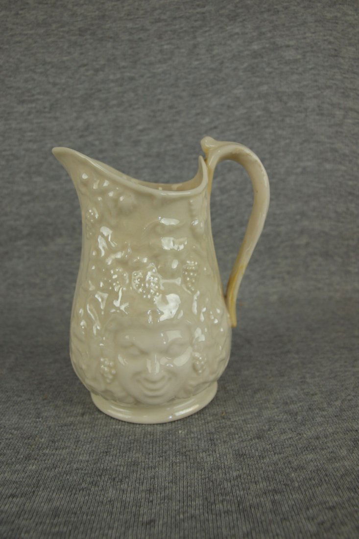 Belleek creamer with faces and grapes in relief, 5", Sep 27, 2013