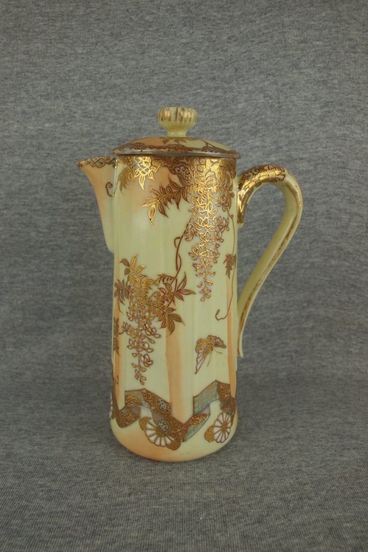 Nippon style chocolate pot with heavy gold decor, 9: Nippon style chocolate pot with heavy gold decor, 9 1/2"