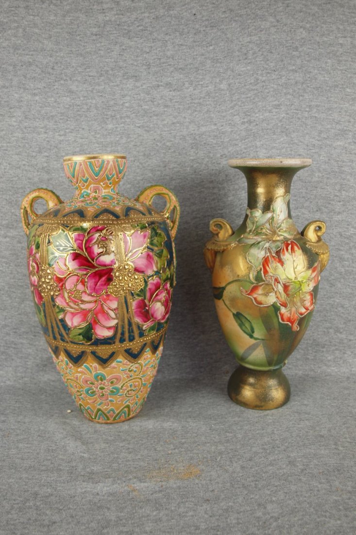 Lot of 2 Nippon style vases, 12": Lot of 2 Nippon style vases, 12"