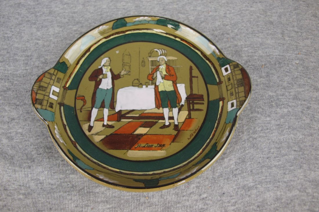 Buffalo Pottery card tray, "Ye Lion Inn", 7": Buffalo Pottery card tray, "Ye Lion Inn", 7"