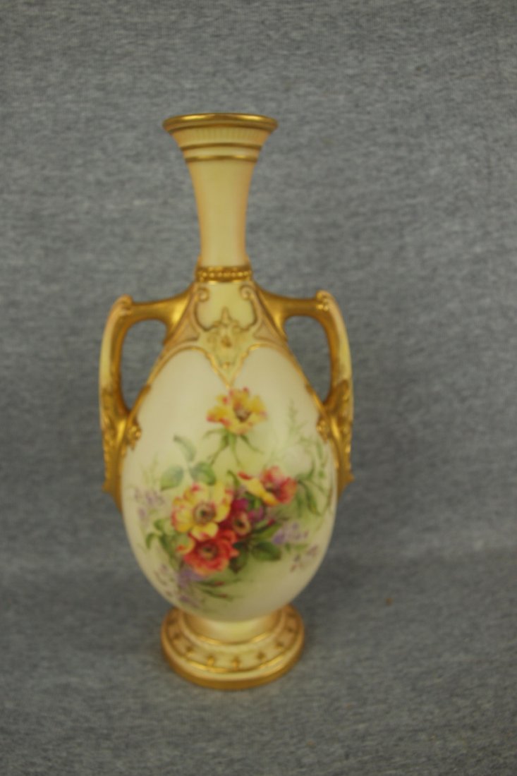 Royal Worcester porcelain vase with floral motif, 11": Royal Worcester porcelain vase with floral motif, 11"