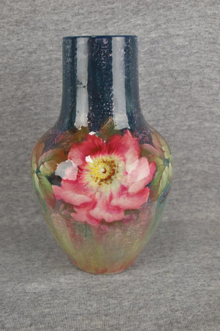 Royal Bonn German art pottery vase with flowers, signed: Royal Bonn German art pottery vase with flowers, signed Rhenus VI, 8"