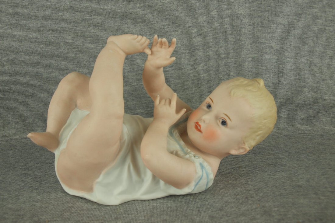 German bisque piano baby, 10": German bisque piano baby, 10"