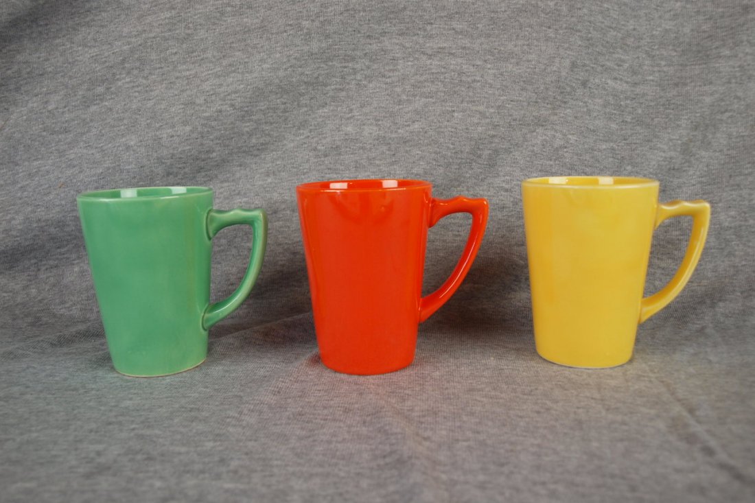 Fiesta Riviera lot of 3 handled tumblers - green, red: Fiesta Riviera lot of 3 handled tumblers - green, red and yellow