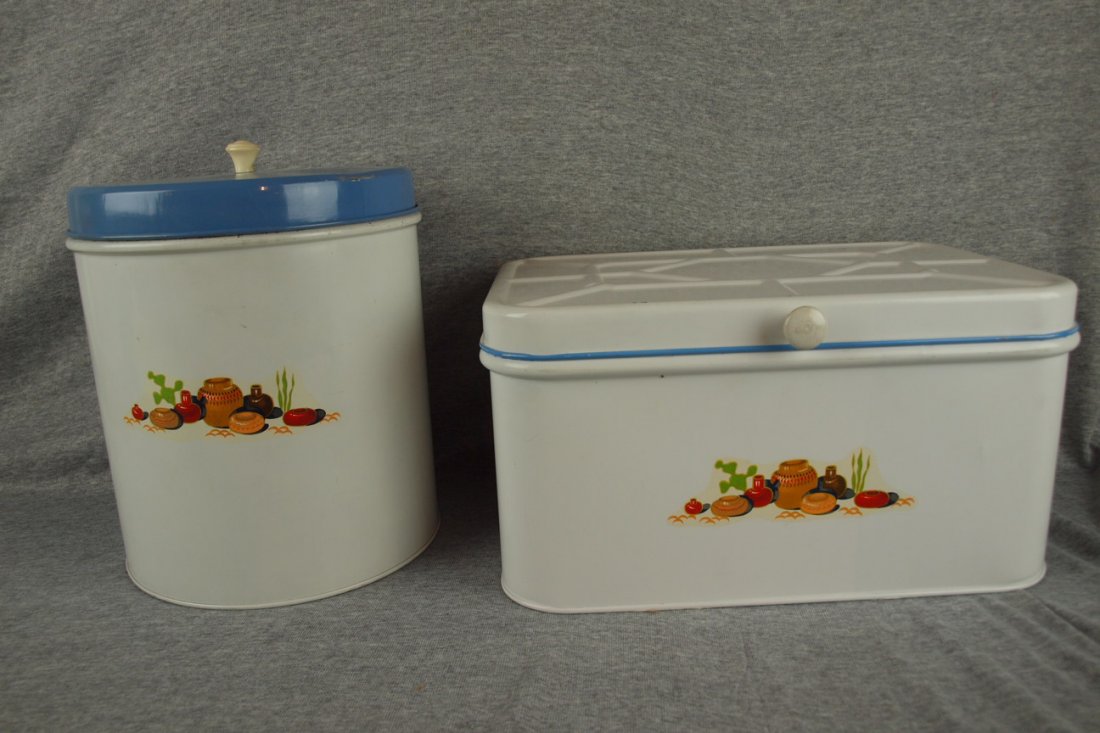 Fiesta Mexicana metal go-along 4 piece canister set and: Fiesta Mexicana metal go-along 4 piece canister set and bread box