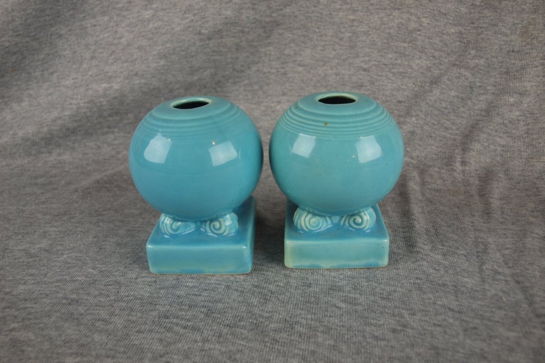 Fiesta turquoise pair of bulb candle holders: Fiesta turquoise pair of bulb candle holders