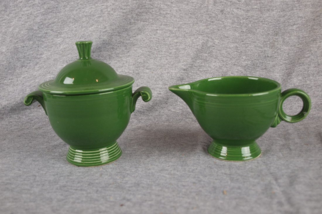 Fiesta cream & sugar, dark green: Fiesta cream & sugar, dark green