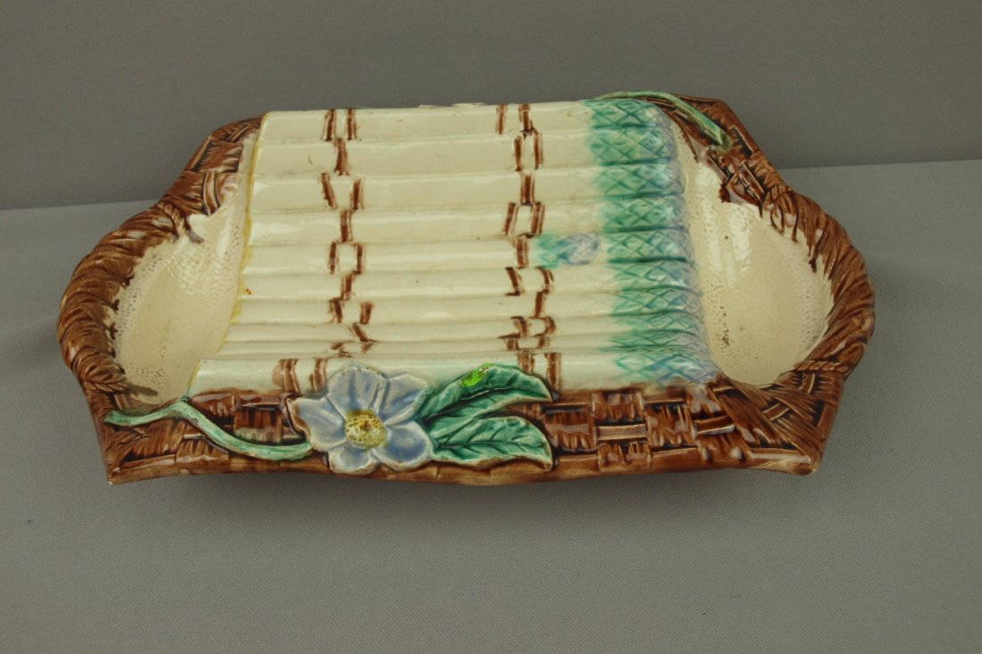 French Majolica asparagus server, 14 1/2": French Majolica asparagus server, 14 1/2"