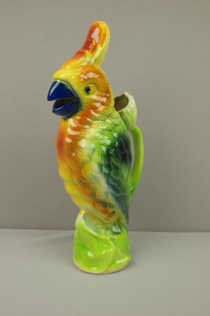 St Clement figural parrot pitcher, 13 1/2": St Clement figural parrot pitcher, 13 1/2"