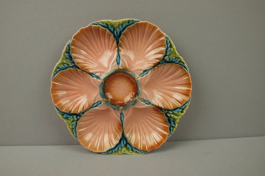 French Sarreguemines 6 well oyster plate 9 1/2": French Sarreguemines 6 well oyster plate 9 1/2"