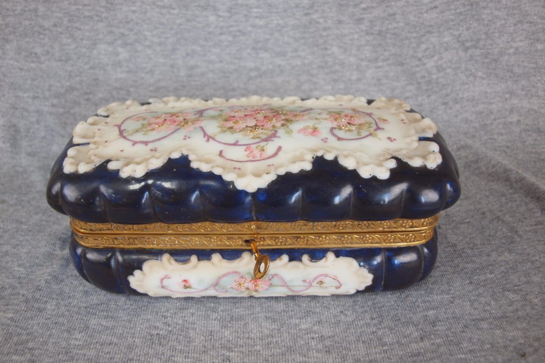 Wavecrest floral enamel glove box, 8"l: Wavecrest floral enamel glove box, 8"l