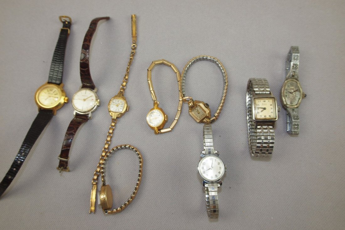 Lot of 9 ladies wrist watches: Winton 16j, Grana Tosca,: Lot of 9 ladies wrist watches: Winton 16j, Grana Tosca, Bulova, Gruen & Westclox