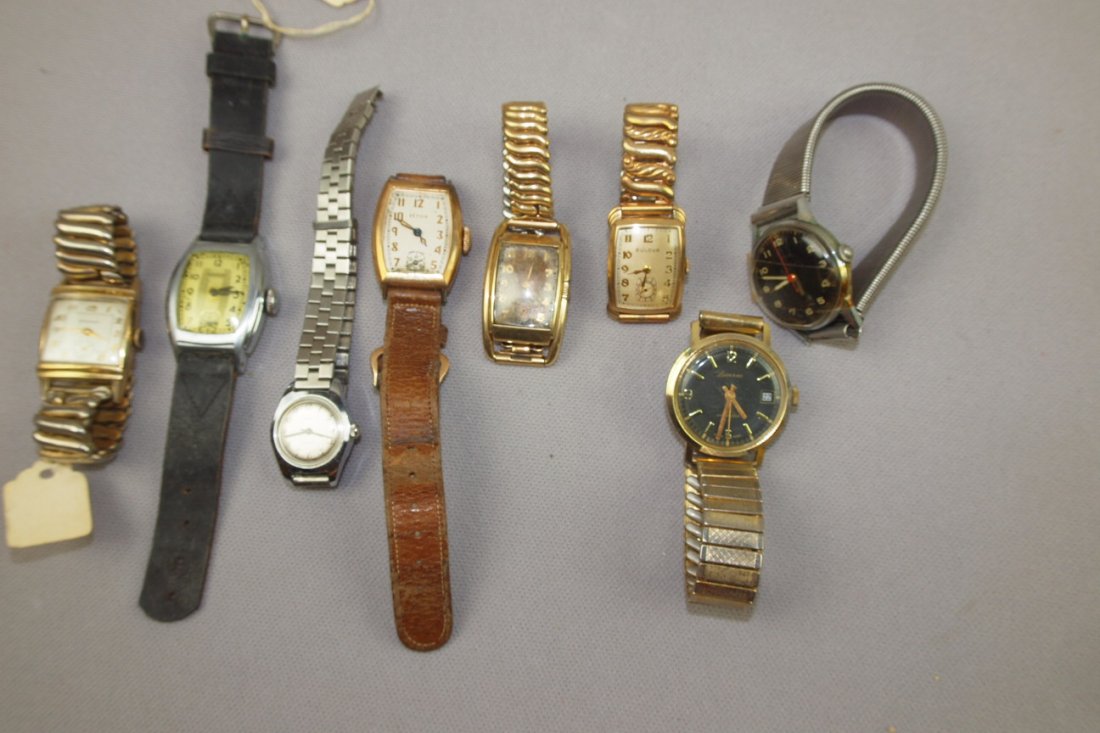 Lot of 8 men's wrist watches: Bulova, Hamilton, Elton,: Lot of 8 men's wrist watches: Bulova, Hamilton, Elton, Grant, Lucerne, Wyler, Timex, Westclox