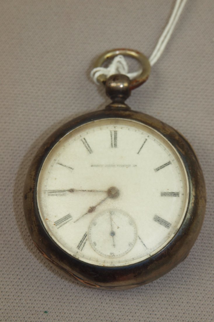 Elgin open face pocket watch with coin silver case: Elgin open face pocket watch with coin silver case