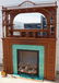 Oak stick and ball fireplace mantle with majolica - 2