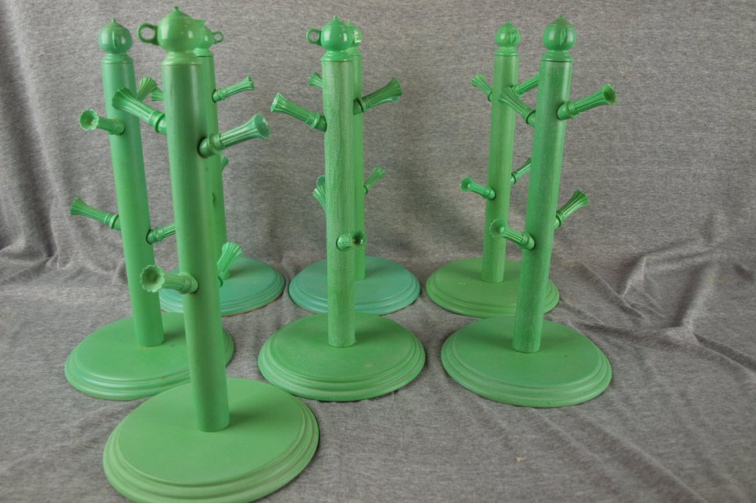 Fiesta post 86 sea mist green lot of 7 mug trees, some: Fiesta post 86 sea mist green lot of 7 mug trees, some with wear