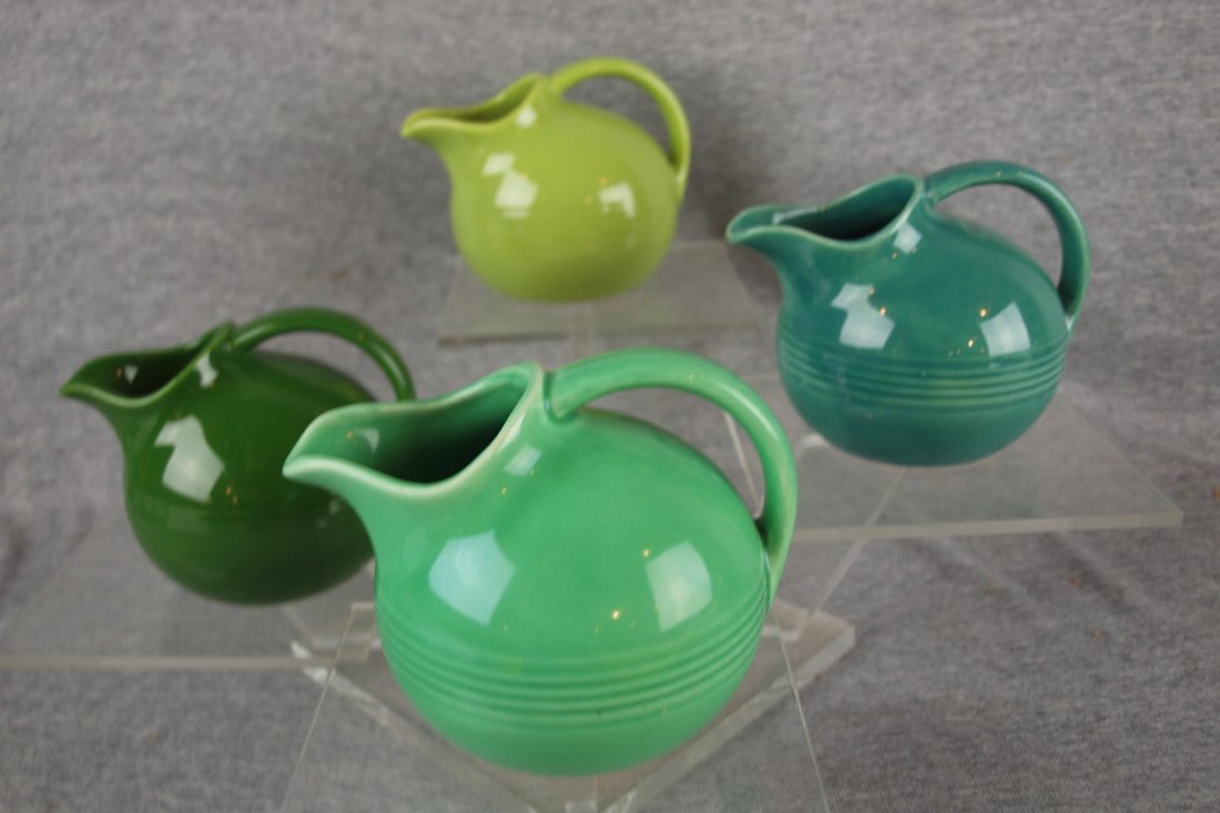 Harlequin novelty creamer group - chartreuse, dark: Harlequin novelty creamer group - chartreuse, dark green, spruce green, green