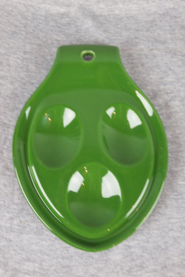 Harlequin dark green spoon rest: Harlequin dark green spoon rest