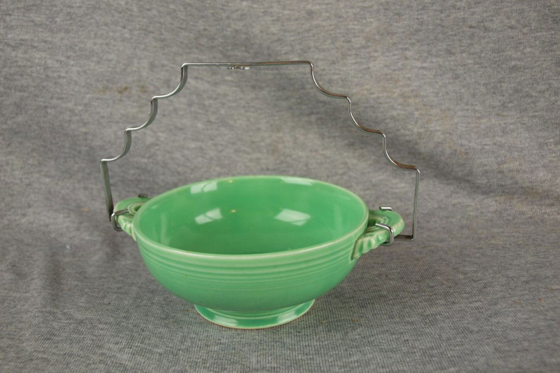 Fiesta cream soup with chrome handle, green: Fiesta cream soup with chrome handle, green