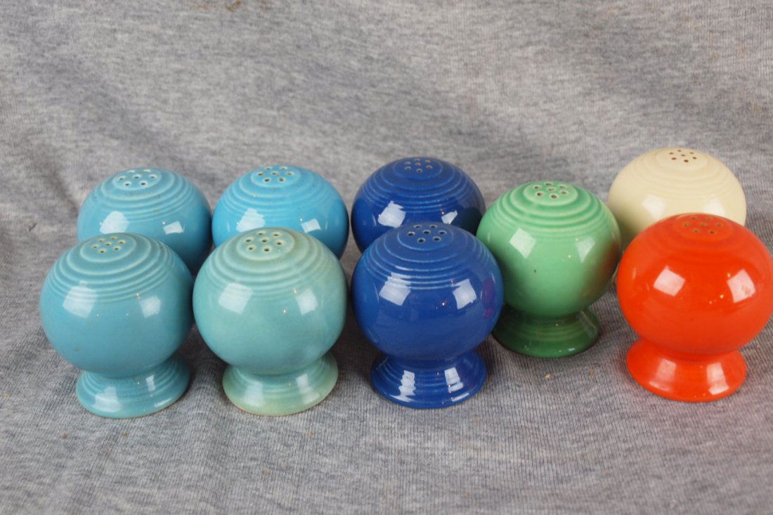 Fiesta shaker group - 2 pr turquoise, pair cobalt,: Fiesta shaker group - 2 pr turquoise, pair cobalt, single green, ivory, red