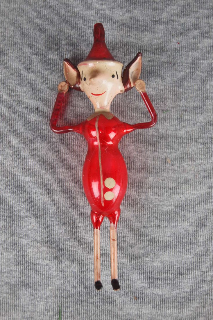 Early glass Christmas ornament of figure of elf, 6 1/2": Early glass Christmas ornament of figure of elf, 6 1/2"