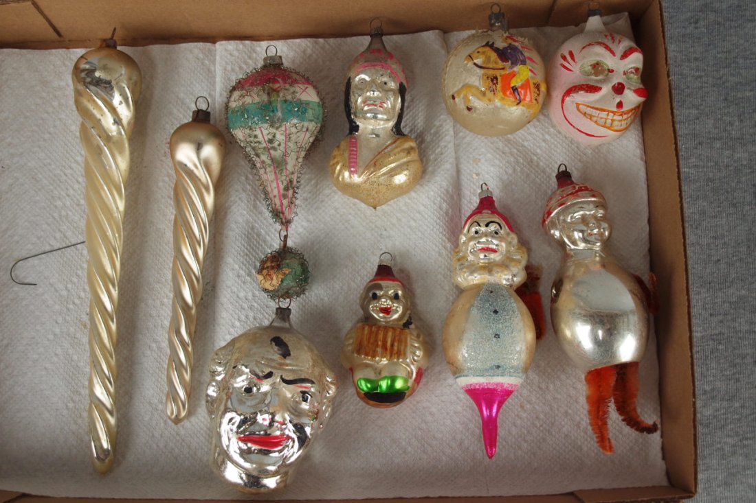 Lot of 10 early Christmas ornaments: Lot of 10 early Christmas ornaments