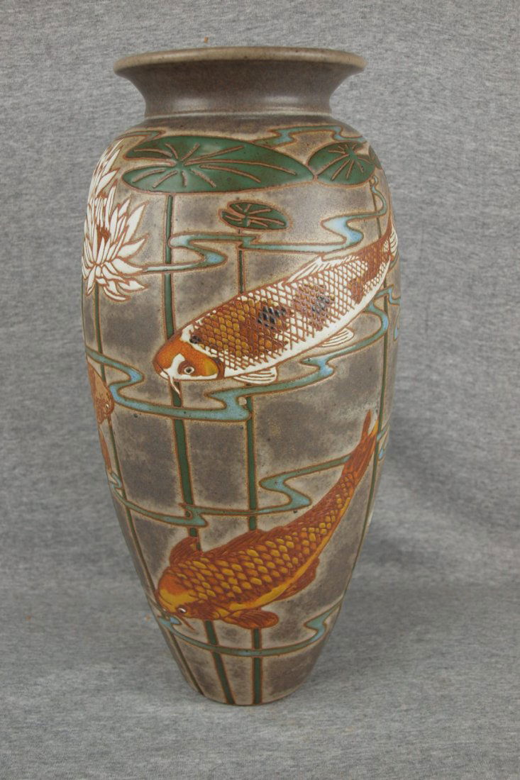 Eric Olson contemporary art pottery vase, "Fish & Water Sep 25, 2014
