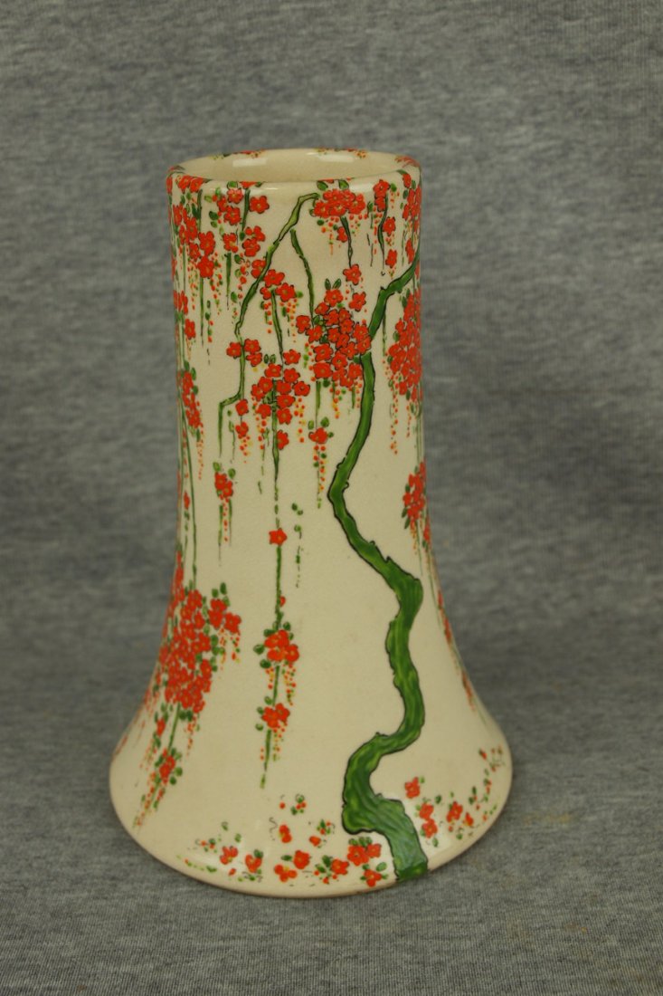 American Satsuma vase with hanging floral motif, 7 1/4": American Satsuma vase with hanging floral motif, 7 1/4" signed "Grace H. Williams Dec. 1925"