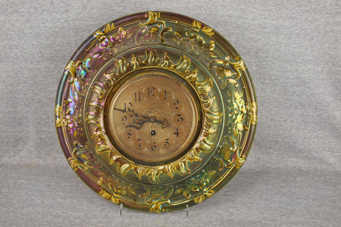 Zsolnay pottery wall clock 15"d: Zsolnay pottery wall clock 15"d