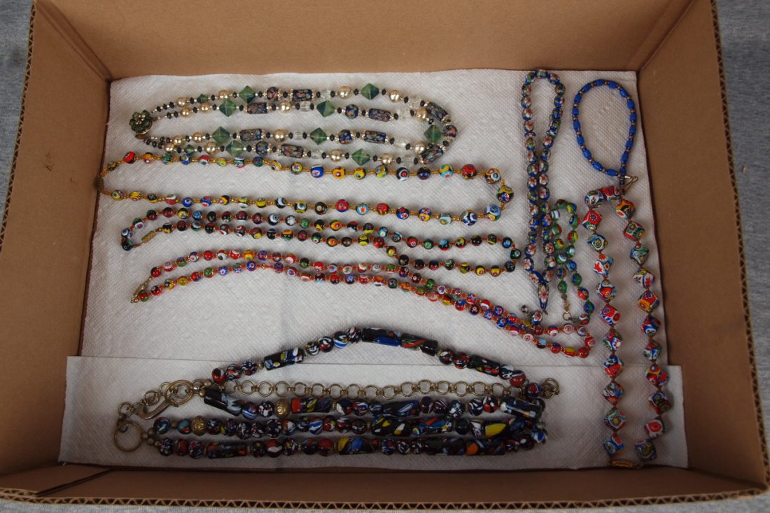 Italian Murano art glass lot of 9 beaded necklaces &: Italian Murano art glass lot of 9 beaded necklaces & bracelets