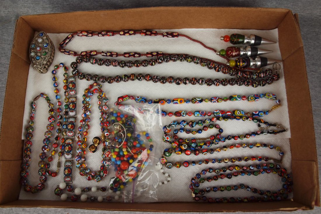Italian Murano art glass lot of 13 beaded necklaces,: Italian Murano art glass lot of 13 beaded necklaces, bracelets, & other items