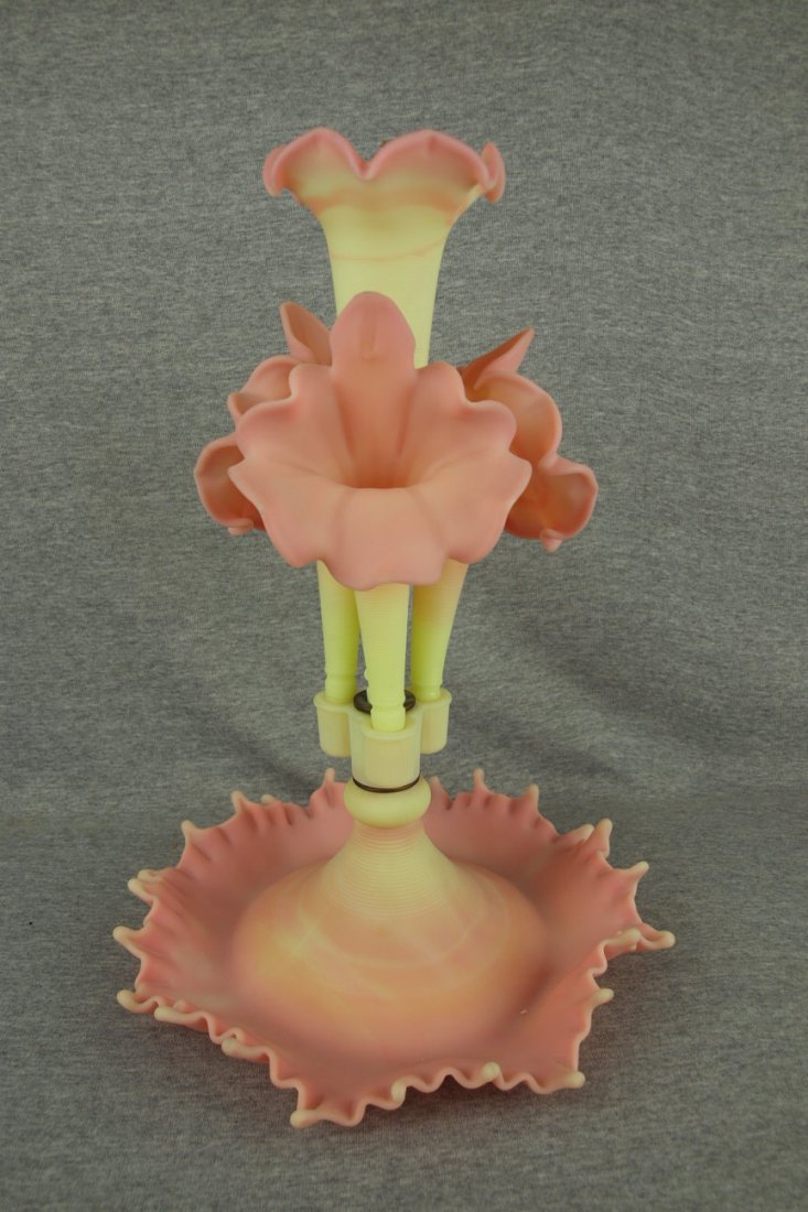 Fenton Burmese 4 lily epergne 17": Fenton Burmese 4 lily epergne 17"