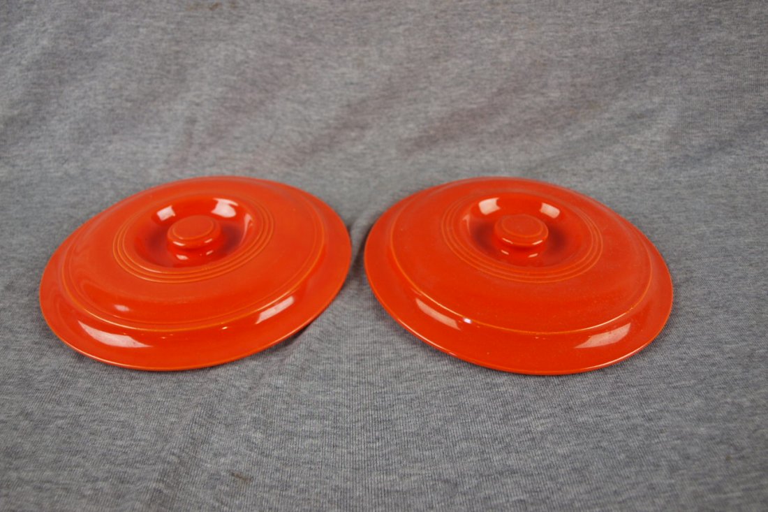 Fiesta red promotional casserole lid lot of 2: Fiesta red promotional casserole lid lot of 2