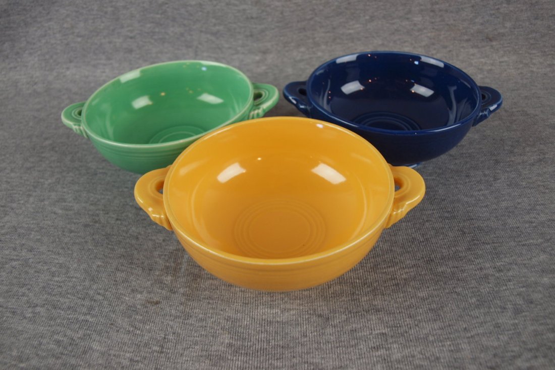 Fiesta cream soup group - green, cobalt, yellow: Fiesta cream soup group - green, cobalt, yellow