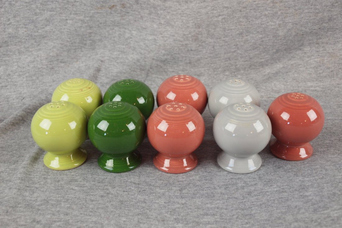 Fiesta salt & pepper group, pairs - chartruese, forest: Fiesta salt & pepper group, pairs - chartruese, forest green, rose, gray & single rose