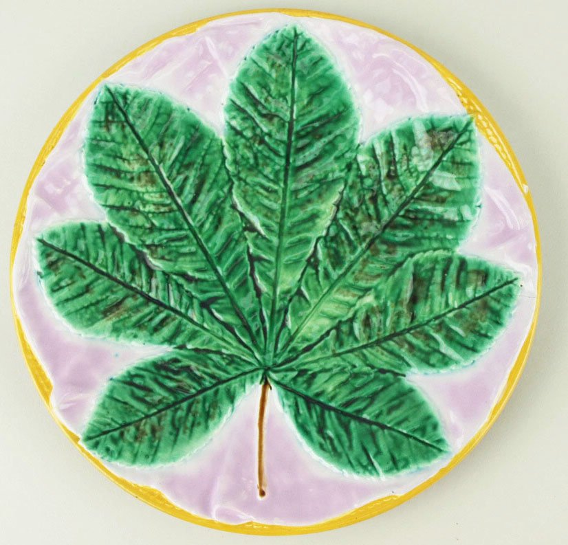 A George Jones pink ground chestnut plate, 9”: A George Jones pink ground chestnut plate, 9” 'CURATED & CATALOGUED BY NICOLAUS BOSTON'