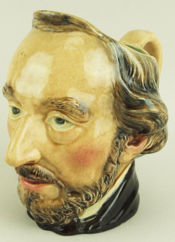 A Rare Sarreguemines Water pitcher “Bartleme’ Mitre”: A Rare Sarreguemines Water pitcher “Bartleme’ Mitre” c.1880. Shape # 3726. Modeled as a bearded man depicting, The President of Argentina form 1862 to 1868. Under his presidency the country adva