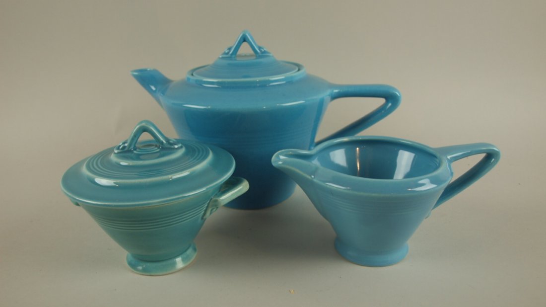 Harlequin turquoise 3 pc tea set: Harlequin turquoise 3 pc tea set