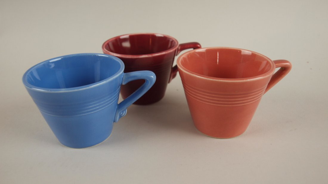 Harlequin demitasse cup group - mauve blue, maroon rose: Harlequin demitasse cup group - mauve blue, maroon rose