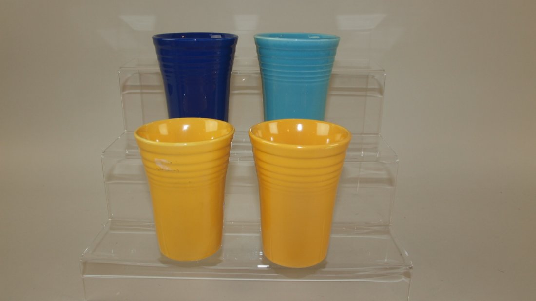 Fiesta water tumbler group, cobalt, turquoise, 2 yellow: Fiesta water tumbler group, cobalt, turquoise, 2 yellow