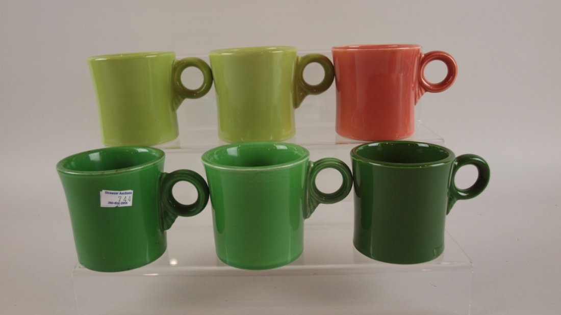 Fiesta mug group - 2 medium green, 2 chartreuse, rose,: Fiesta mug group - 2 medium green, 2 chartreuse, rose, dark green