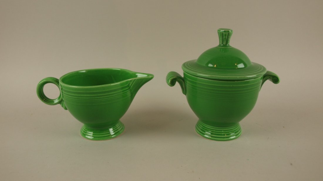 Fiesta cream & sugar, medium green: Fiesta cream & sugar, medium green