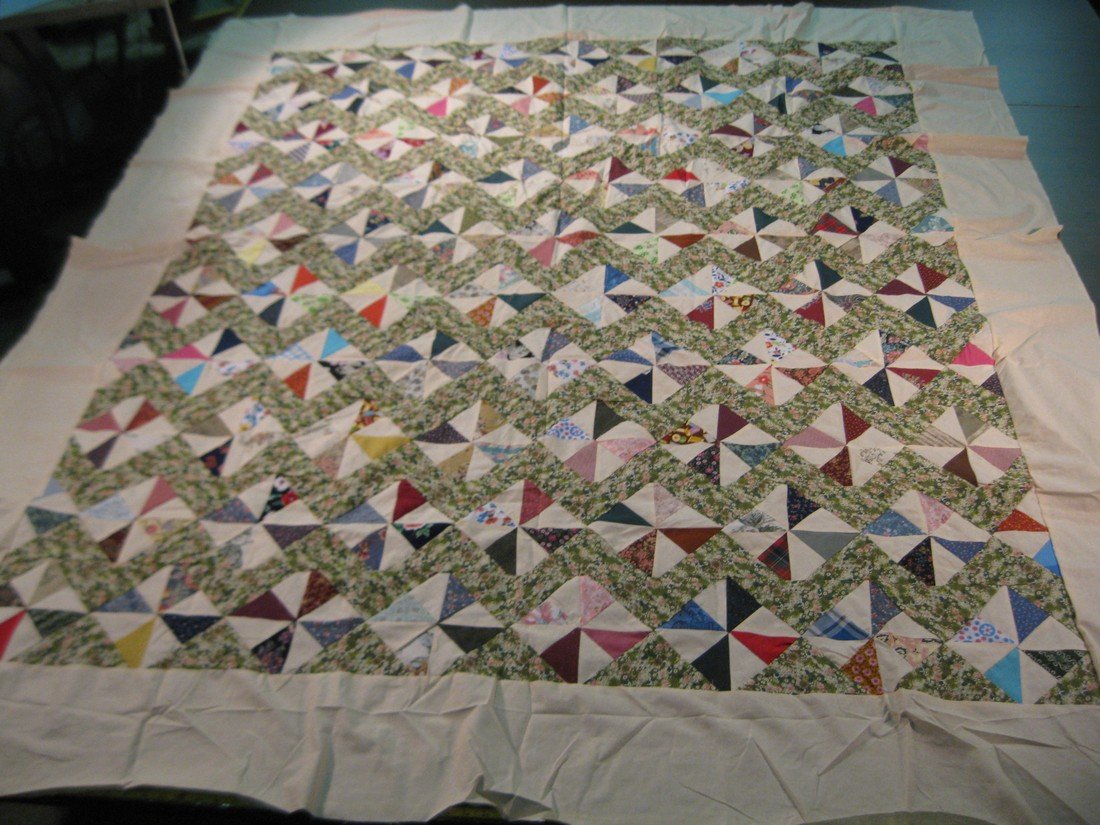 Quilt Top(Not Quilted) Pinwheel is 84x96 and Multi: Quilt Top(Not Quilted) Pinwheel is 84x96 and Multi Colored