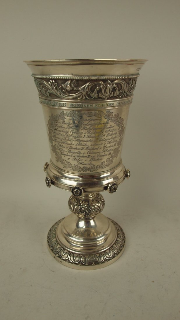 Hossauer Berlin 1834 silver von Herzberg presentation: Hossauer Berlin 1834 silver von Herzberg presentation chalice, 10 1/4" with hallmarks