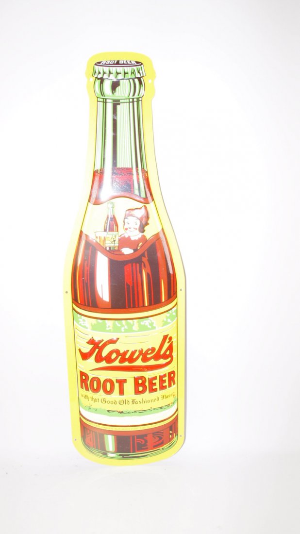 Contemporary tin advertising sign "Howel's Root beer": Contemporary tin advertising sign "Howel's Root beer" 30"