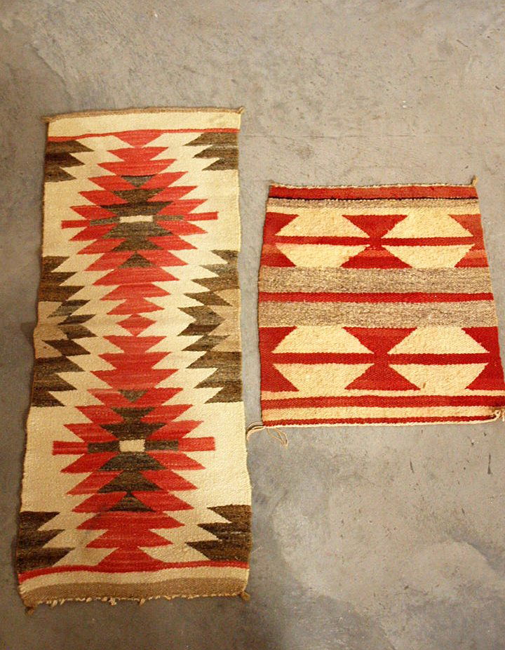 Navajo Indian rug table runners 37"x15" and 18"x16": Navajo Indian rug table runners 37"x15" and 18"x16"