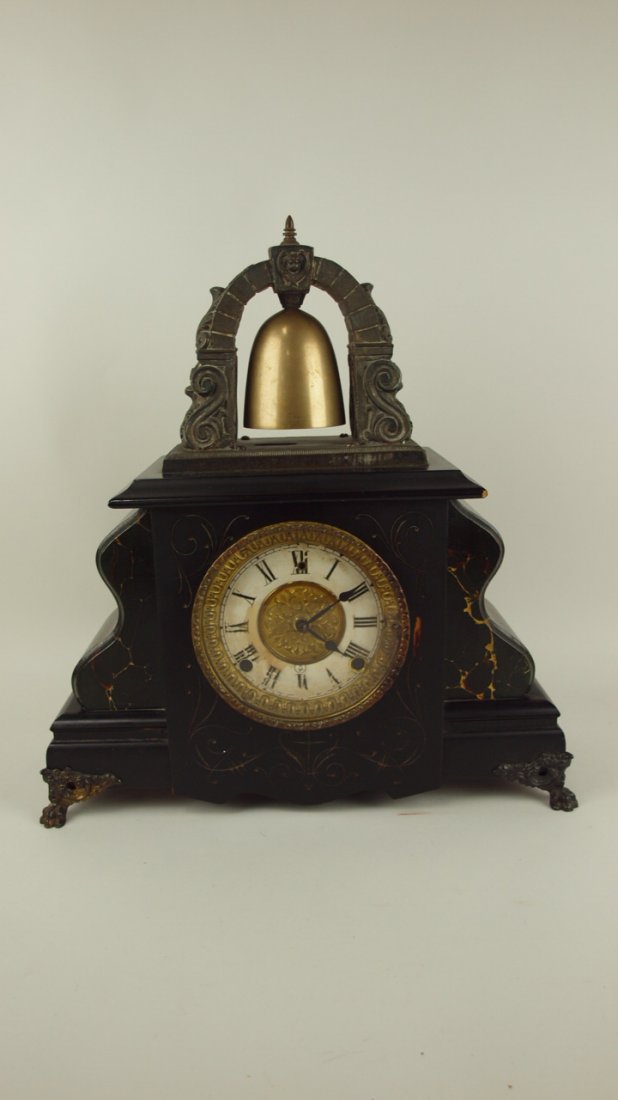 Sessions black mantle ball clock, new works installed,: Sessions black mantle ball clock, new works installed, old works included, 18"h
