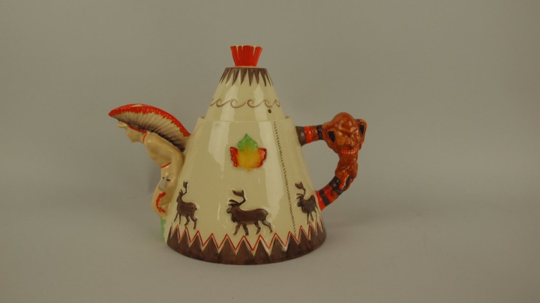 Clarice Cliff Indian teepee figural teapot 100: Clarice Cliff Indian teepee figural teapot 100