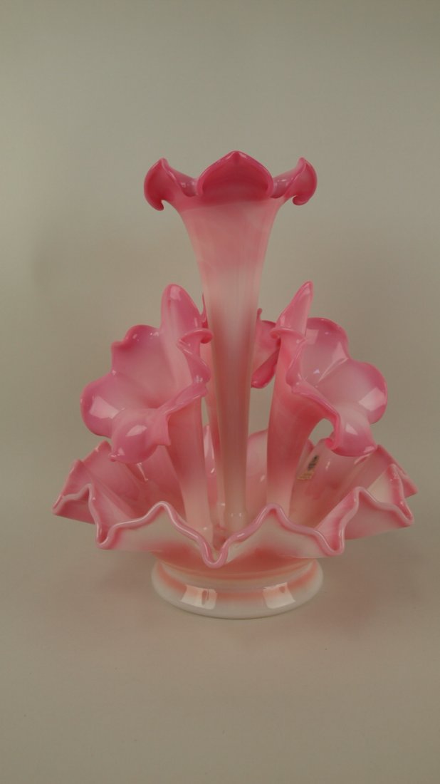 Fenton Rosalene 5 pc epergne, Connoisseur Collections: Fenton Rosalene 5 pc epergne, Connoisseur Collections #113, 13"h