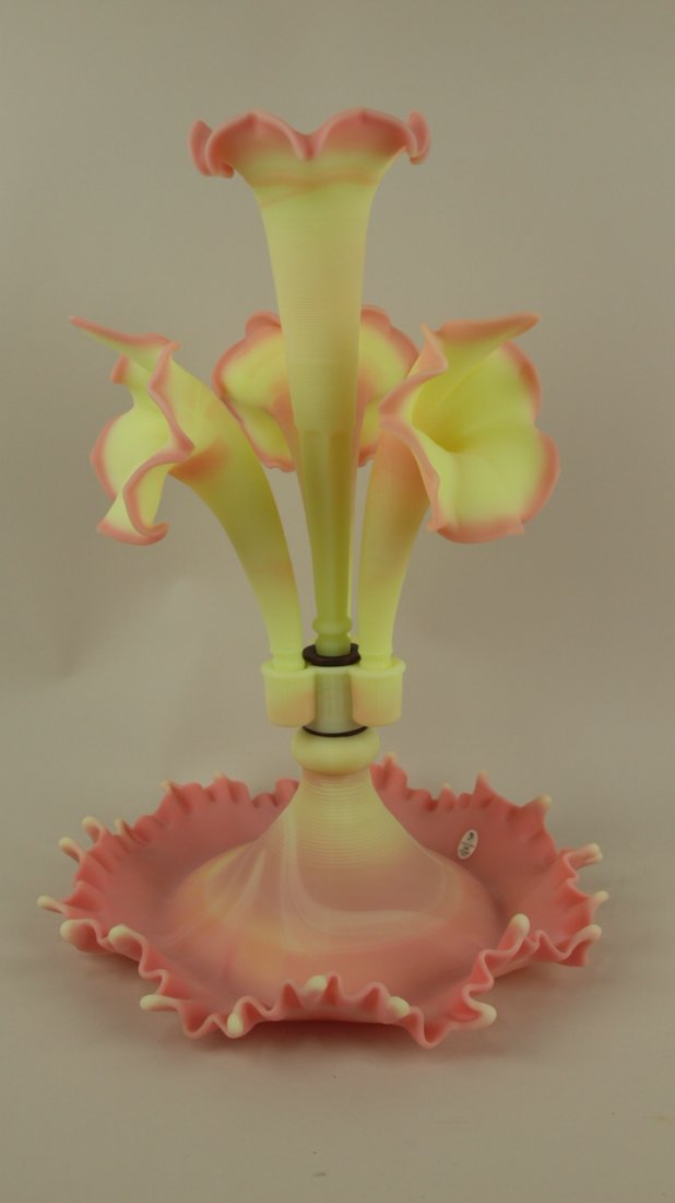Fenton Burmese 4 horn epergne, 16 1/2": Fenton Burmese 4 horn epergne, 16 1/2"